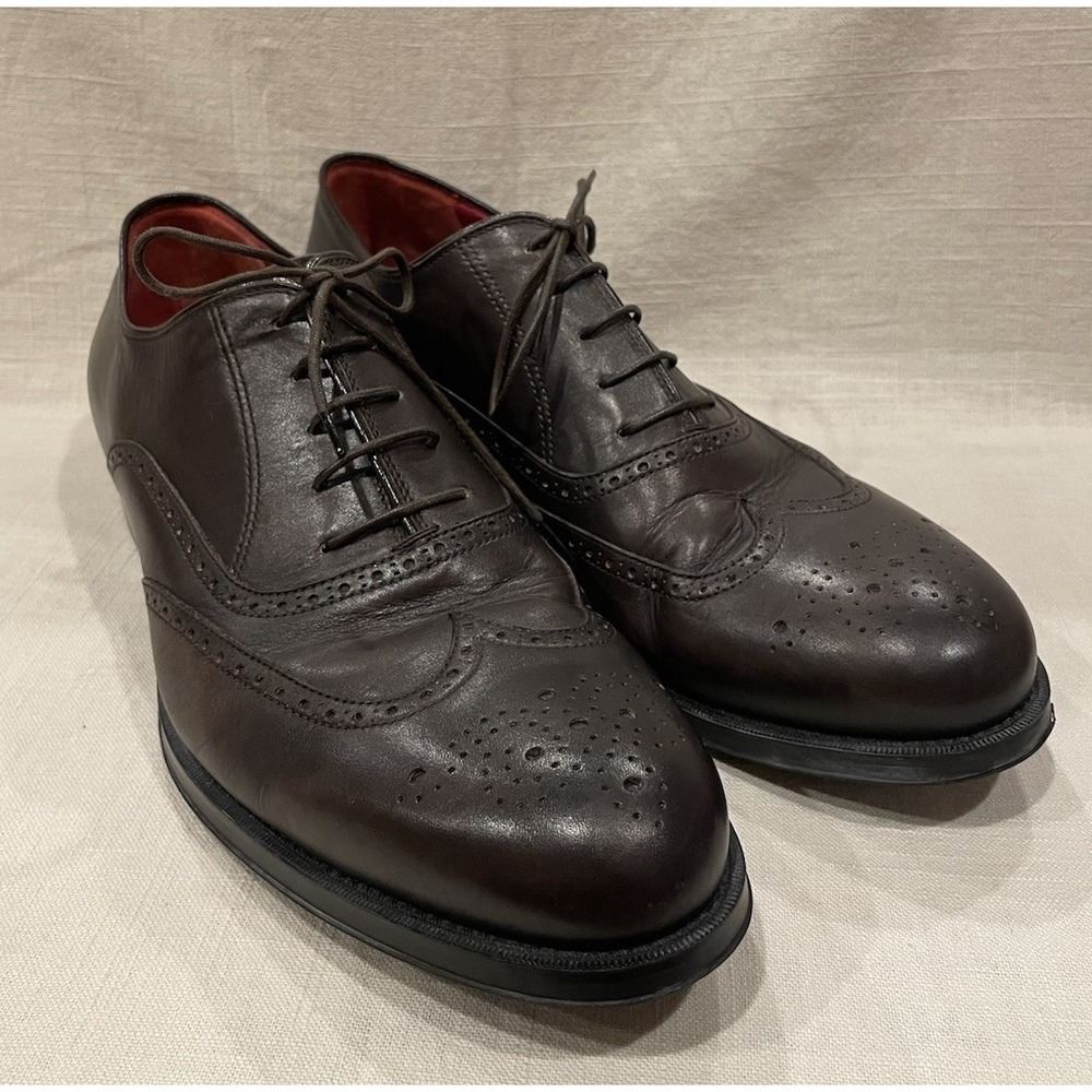 BARRETT Oxford Dark Brown Leather Full Brogue Wingtip Dress Shoes Men's Sz 10.5 - Picture 9 of 16